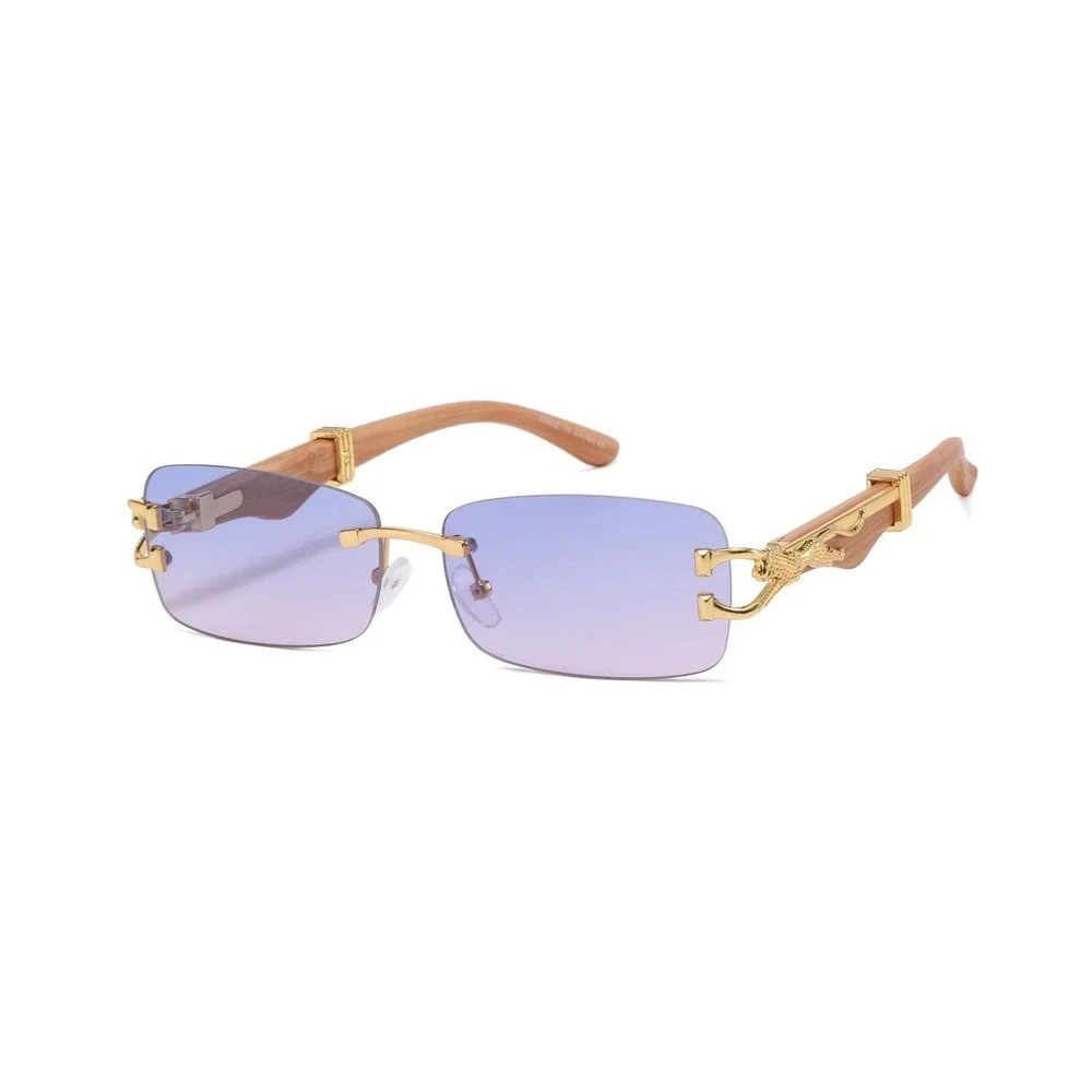 Mens Rimless Rectangle Sunglasses Sophisticated Darkened Vision Protectors Shape